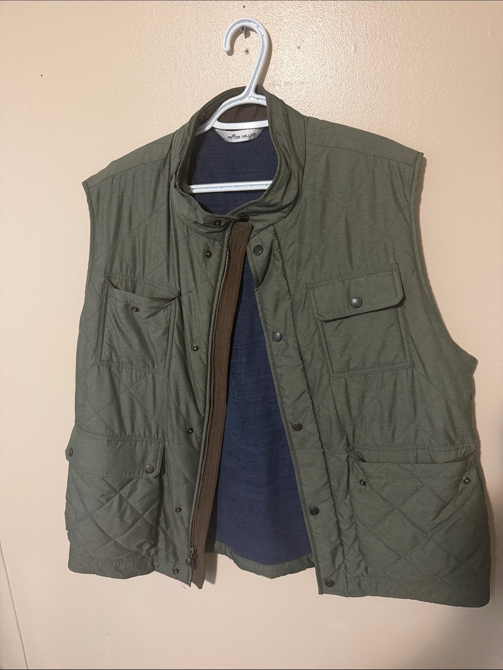 Peter Millar Men's Quilted Utility Vest - Olive Green